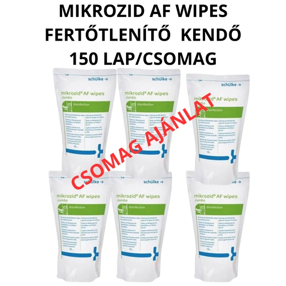 6 x Mikrozid AF Wipes felületfertőtlenítő kendő utántöltő Schülke 150 lap /csomag